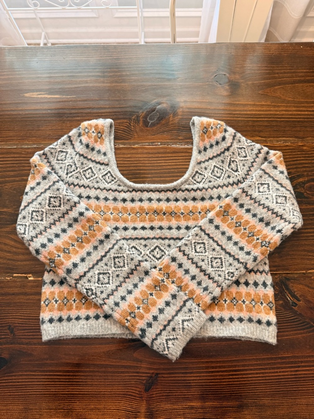 American Eagle Fairisle Crop Long Sleeve Sweater Sz L NWOT